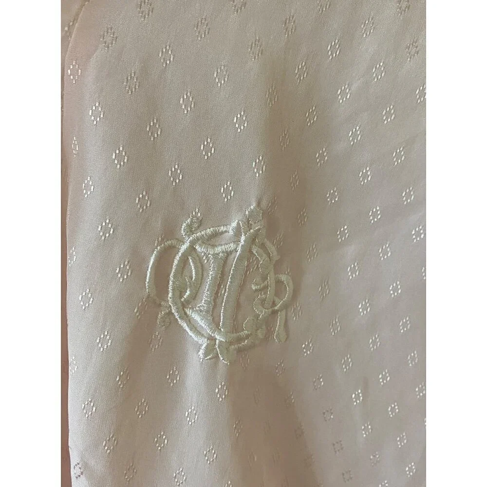 Vintage Christian Dior Women's Pink Embroidered Long Sleeve Bath Robe - L/XL - Picture 6 of 16